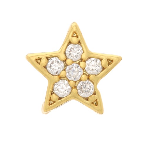 5mm Star Pendant with zirconium oxide - Gold Tone - Crystal x1