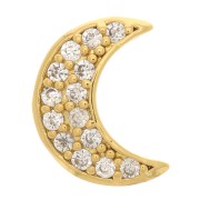 8x6mm Moon Pendant with zirconium oxide - Gold Tone - Crystal x1