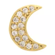 8x6mm Moon Pendant with zirconium oxide - Gold Tone - Crystal x1