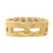 8x6mm Moon Pendant with zirconium oxide - Gold Tone - Crystal x1