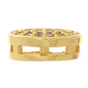 8x6mm Moon Pendant with zirconium oxide - Gold Tone - Crystal x1