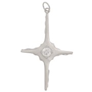 40x25mm Cross pendant with one zirconium oxide - Rhodium Tone - Crystal x1