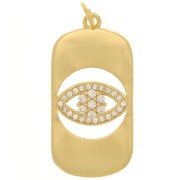 28x14mm Flat Pendant hollow eye with  zirconium oxide  - Gold Tone - Crystal x1|raw }}