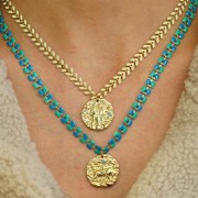 21mm Round irregular pendant with  zirconium oxide  - zodiac sign Aries - Gold Tone x1