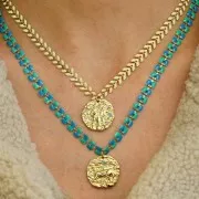 21mm Round irregular pendant with zirconium oxide - zodiac sign Aries - Gold Tone x1