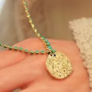 21mm Round irregular pendant with  zirconium oxide  - zodiac sign Leo - Gold Tone x1