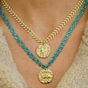 22mm Round irregular pendant with zirconium oxide - zodiac sign Virgo - Gold Tone x1