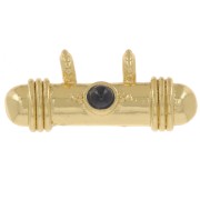 Ethnic tube pendant 9x19 mm with glass cabochon - Gold - Dark blue x1