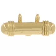 Ethnic tube pendant 9x19 mm with glass cabochon - Gold - Dark blue x1