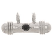 9x19.5mm Ethnic tube pendant with glass cabochon - Black x1|raw }}