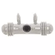 9x19.5mm Ethnic tube pendant with glass cabochon - Black x1