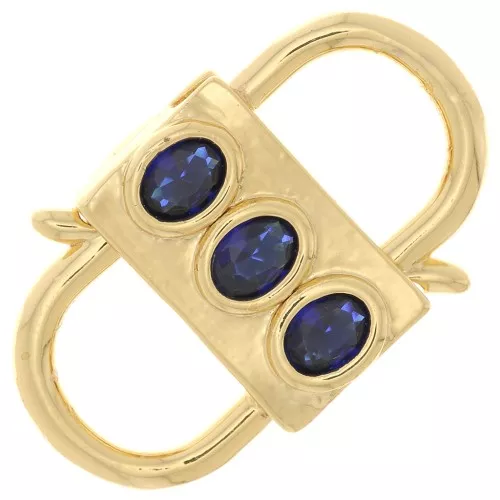 23x14mm double opening Design clasp with zircons - Gold Tone - Dark Blue x1