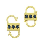 23x14mm double opening Design clasp with zircons - Gold Tone - Dark Blue x1