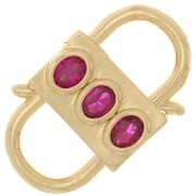 23x14mm double opening Design clasp with zirconium oxide - Gold Tone - Fuchsia x1
