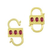 23x14mm double opening Design clasp with zirconium oxide - Gold Tone - Fuchsia x1