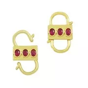 23x14mm double opening Design clasp with zirconium oxide - Gold Tone - Fuchsia x1