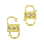23x14mm double opening Design clasp with zirconium oxide - Gold Tone - Crystal x1