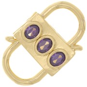 23x14mm double opening Design clasp with zirconium oxide - Gold Tone - Purple x1|raw }}