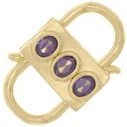 23x14mm double opening Design clasp with zirconium oxide - Gold Tone - Purple x1