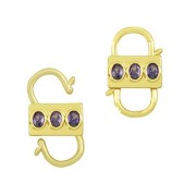 23x14mm double opening Design clasp with zirconium oxide - Gold Tone - Purple x1