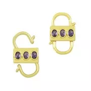 23x14mm double opening Design clasp with zirconium oxide - Gold Tone - Purple x1