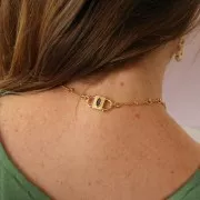 24x14mm double opening Design clasp with zirconium oxide - Gold Tone - Fuchsia x1