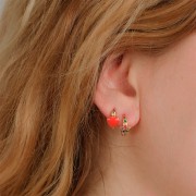 14mm Leverback earrings with zirconium oxide - Gold Tone - Multicoloured x2