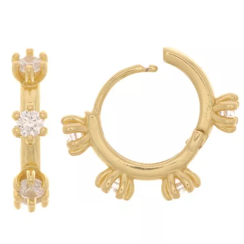 18mm Leverback earrings with zirconium oxide - Gold Tone - Crystal x2