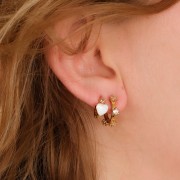 18mm Leverback earrings with zirconium oxide - Gold Tone - Crystal x2