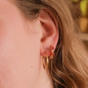 18mm Leverback earrings with zirconium oxide - Gold Tone - Fuchsia x2