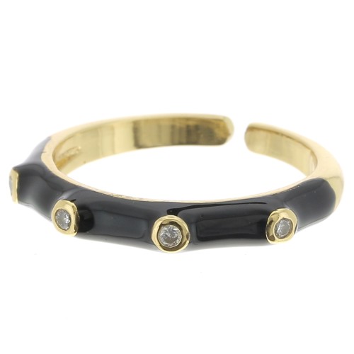 Fine adjustable ring with epoxy resin and zirconium oxide - Gold Tone - Black x1