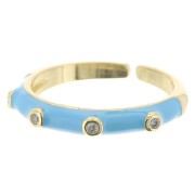 Fine adjustable ring with epoxy resin and zirconium oxide - Gold - Light Blue x1