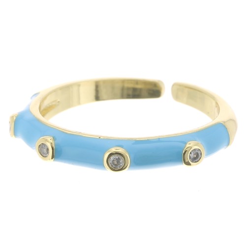 Fine adjustable ring with epoxy resin and zirconium oxide - Gold - Light Blue x1