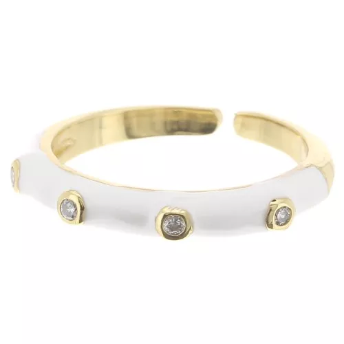 Fine adjustable ring with epoxy resin and zirconium oxide- Gold Tone - White x1