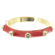 Fine adjustable ring with epoxy resin and zirconium oxide- Gold Tone - Red x1