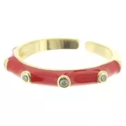 Fine adjustable ring with epoxy resin and zirconium oxide- Gold Tone - Red x1