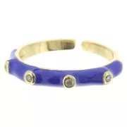 Fine adjustable ring with epoxy resin and zirconium oxide - Gold Tone - Blue x1
