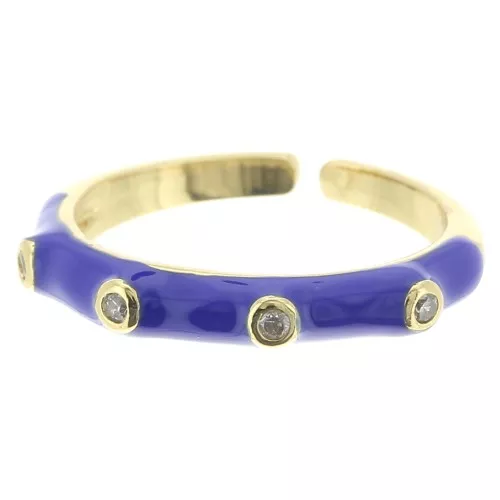 Fine adjustable ring with epoxy resin and zirconium oxide - Gold Tone - Blue x1