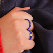 Fine adjustable ring with epoxy resin and zirconium oxide - Gold Tone - Blue x1