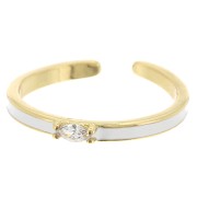 Fine adjustable ring with epoxy resin and zirconium oxide- Gold Tone - White x1|raw }}