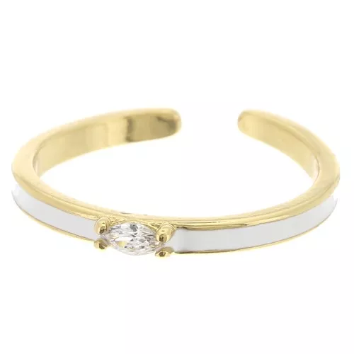 Fine adjustable ring with epoxy resin and zirconium oxide- Gold Tone - White x1