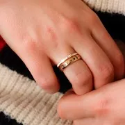 Fine adjustable ring with epoxy resin and zirconium oxide- Gold Tone - White x1