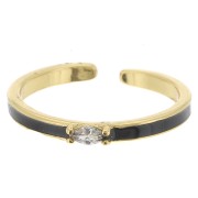 Fine adjustable ring with epoxy resin and zirconium oxide - Gold Tone - Black x1