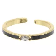 Fine adjustable ring with epoxy resin and zirconium oxide - Gold Tone - Black x1