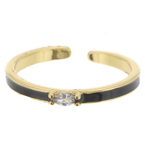 Fine adjustable ring with epoxy resin and zirconium oxide - Gold Tone - Black x1