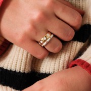 Adjustable epoxy resin star ring - Gold Tone - White x1