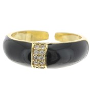 Wide adjustable ring with epoxy resin and zirconium oxide - Gold Tone - Black x1