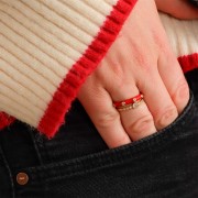 Fine adjustable ring with zirconium oxide - Gold Tone - Crystal x1