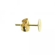 Flat pad earstuds 6mm fine Gold plated x4