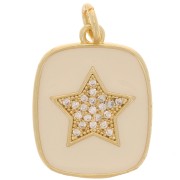 19x15mm  zirconium oxide and epoxy resin rectangle star pendant - Gold Tone - Nude x1|raw }}